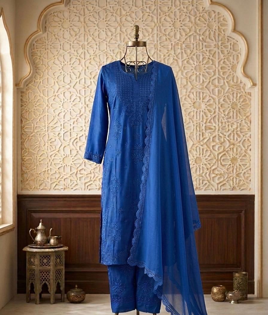 Premium Modal Satin Kurti Pant Set with Dupatta