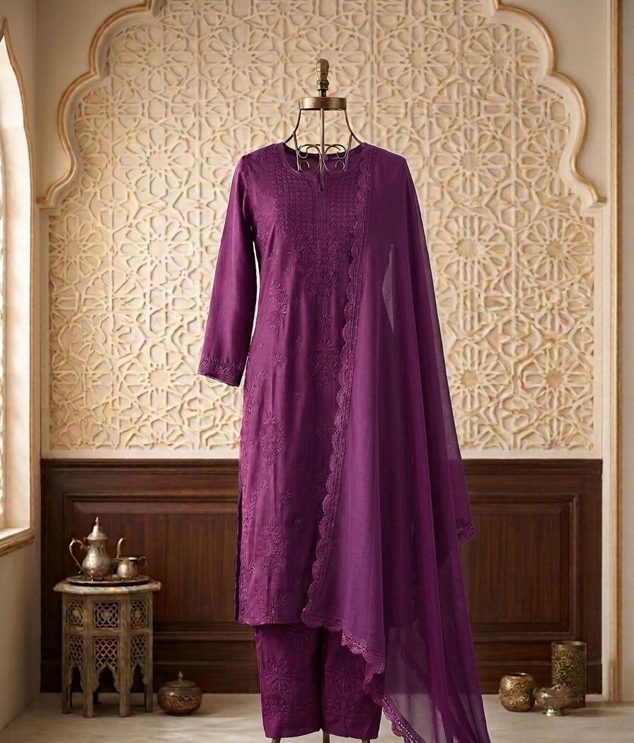 Premium Modal Satin Kurti Pant Set with Dupatta