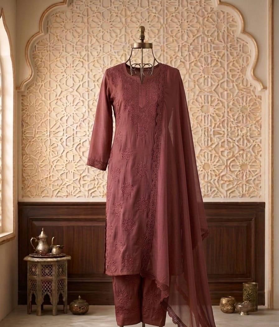 Premium Modal Satin Kurti Pant Set with Dupatta
