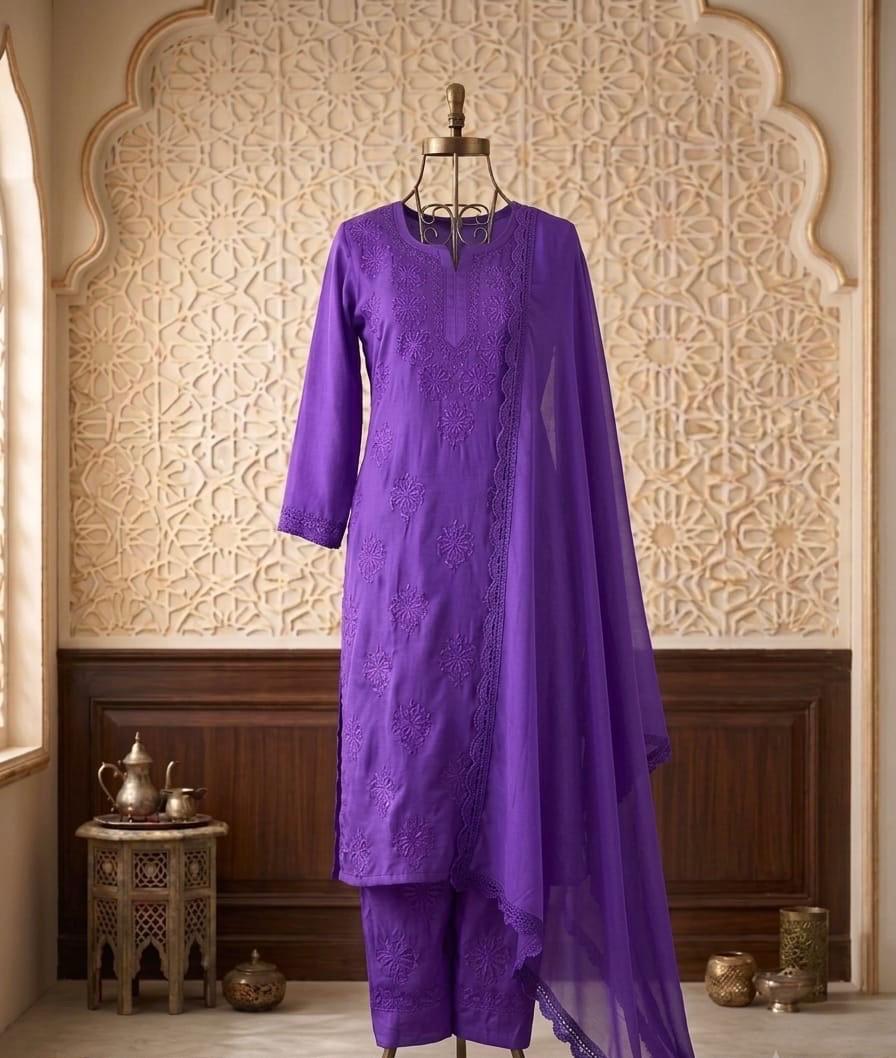 Premium Modal Satin Kurti Pant Set with Dupatta