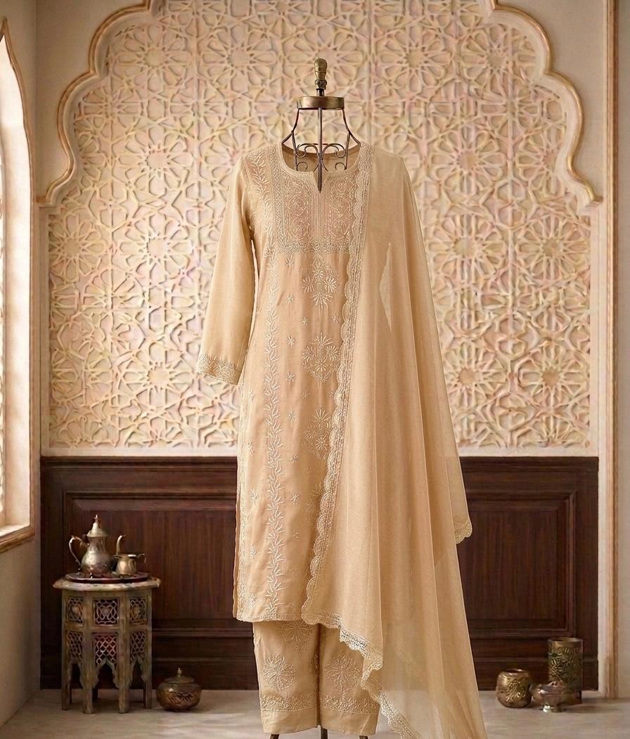 Premium Modal Satin Kurti Pant Set with Dupatta