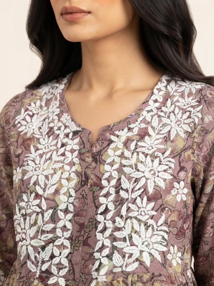 NIRAALO Chikankari Frock & Pant Set