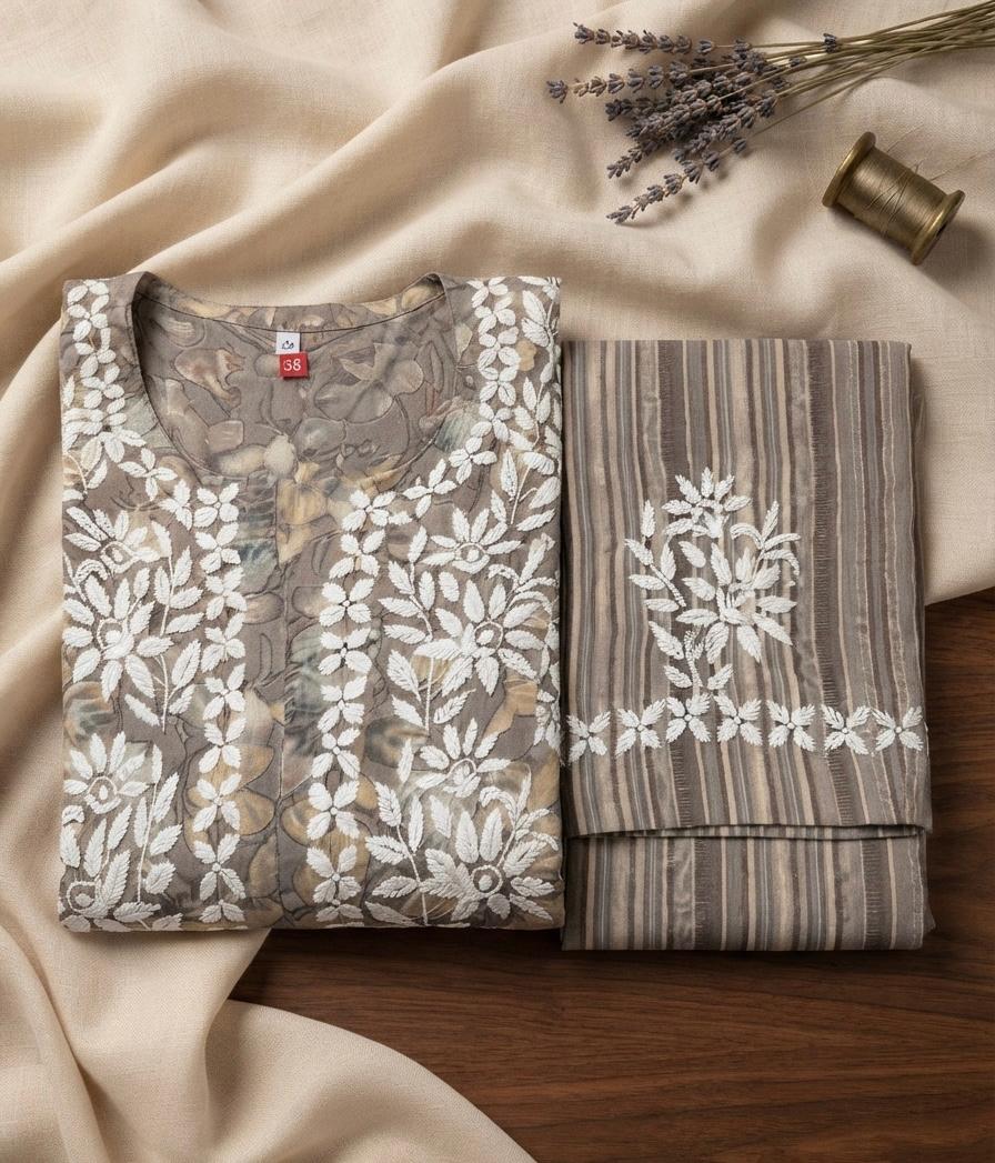 NIRAALO Chikankari Frock & Pant Set