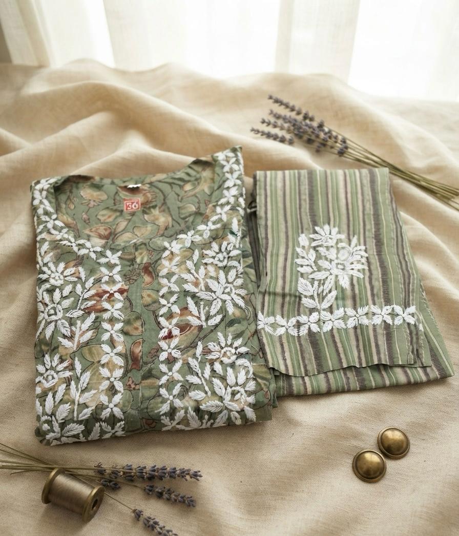 NIRAALO Chikankari Frock & Pant Set