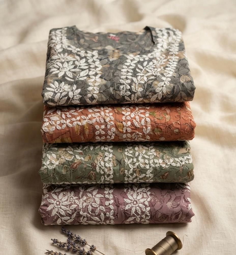 NIRAALO Chikankari Frock & Pant Set