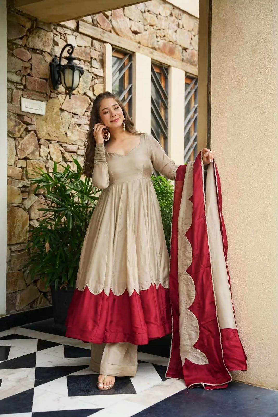 Anarkali Gown ,Dupatta & Plazzo Set