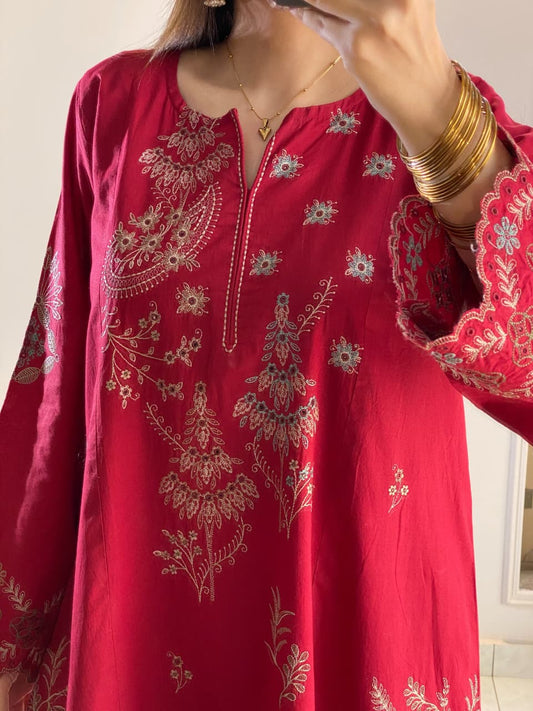 KURTI WITH EMBROIDERY WORK PLAZZO AND DUPATTA